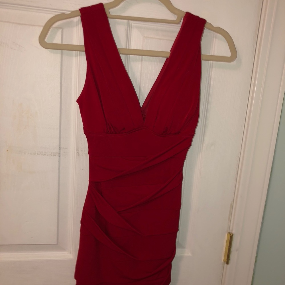 red tight body con dress